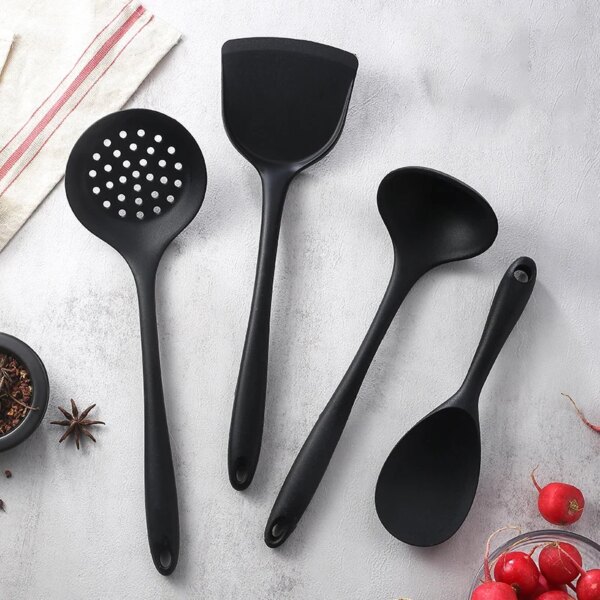 1-4Pcs Non-Stick Spatula Shovel Soup Spoon Colander Rice Scoop Silicone Cooking Utensils Set Heat Resistant Kitchen Cooking Tool