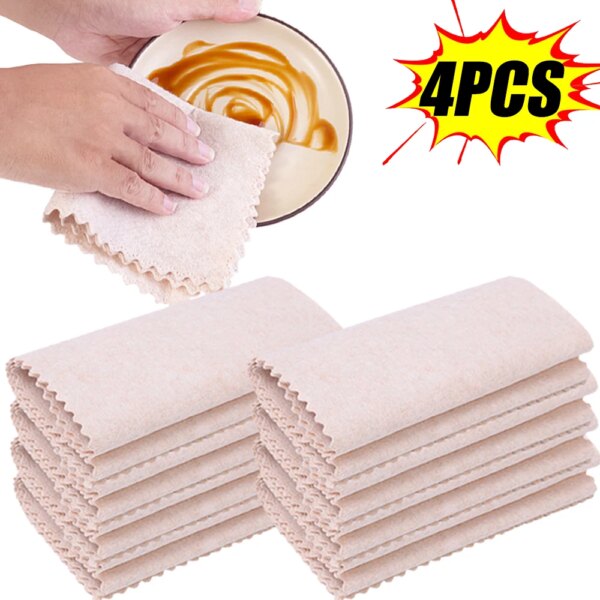 1/4pcs Luffa Fiber Towels Magic Cleaning Cloths Plant Fiber Dishcloths Strong Absorbent Towels Non-stick Oil Eco-friendly Rags