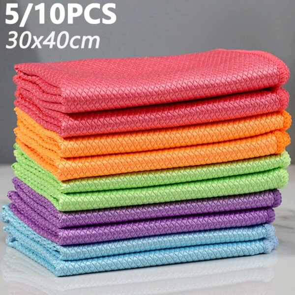 1/5/10Pcs Microfiber Cleaning Cloths Multi-Purpose Cleaning Cloth Car Window Wipes Streak Free Windows & Mirrors Lint Free Rag