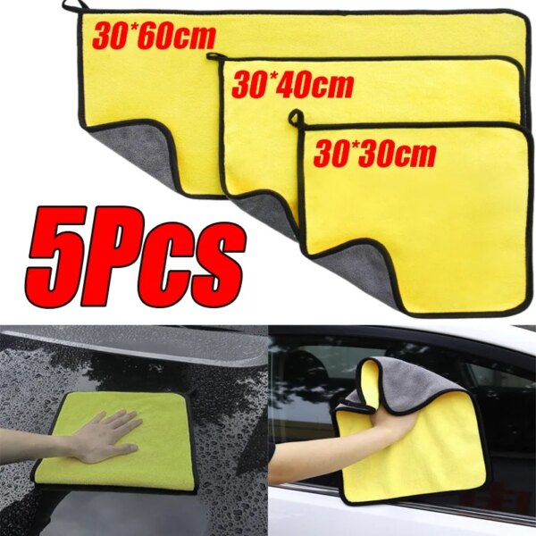 1-5Pcs Microfiber Towel Car Microfiber Cloth Wash Towel Microfiber Cleaning Cloth Absorbent Car Wash Drying Towel Auto Detailing