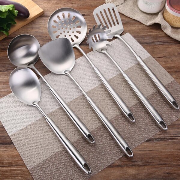 1/6Pcs Stainless Steel Cookware Set Shovel Turner Soup Spoon Spatula Cooking Tools Gift Utensils Kitchen Gadgets Accessories