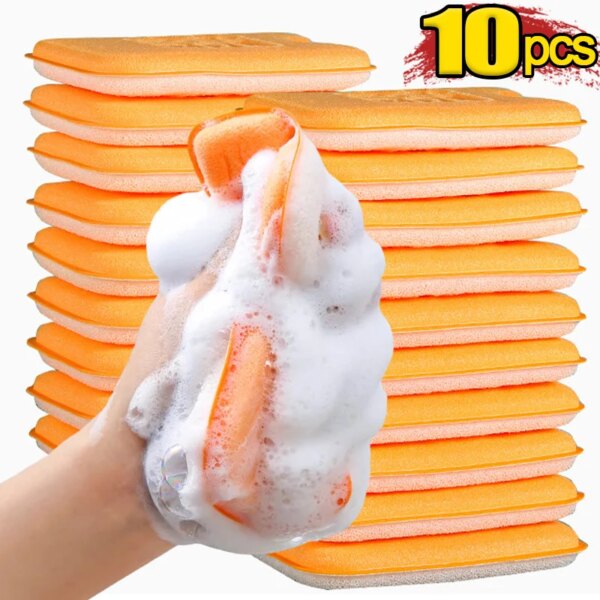 10-1PCS Dishwashing Sponge Thickened Double Side Dishwashing Sponge Wipes Reusable Cleaning Cloths Dishcloth Brush Kitchen Rags