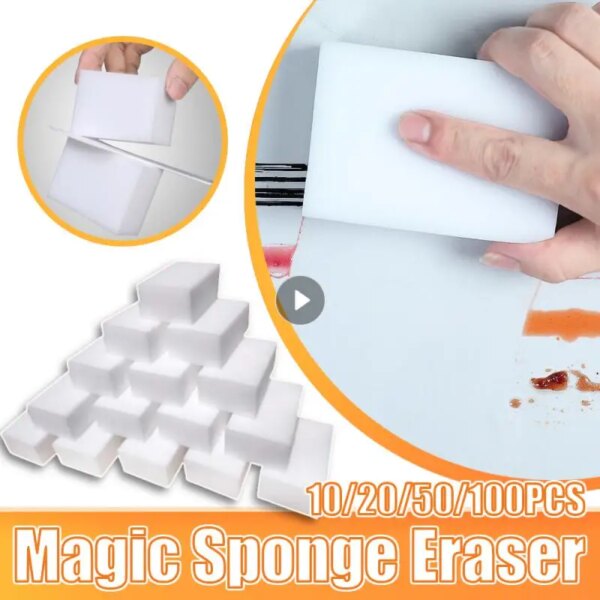 10/20/50/100Pcs Melamine Sponge Magic Sponge Eraser 10x6x2cm White Cleaning Sponges Cleaner For Kitchen Bathroom Accessories