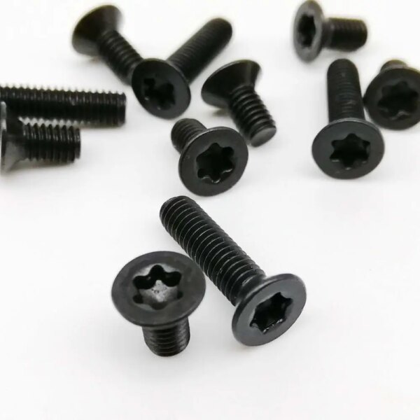 10/50pcs M2 M2.5 M3 M4 Black Grade 8.8 Carbon Steel GB2673 Six-Lobe Torx Head Flat Countersunk Screw Six Lobe Bolt Metric Thread