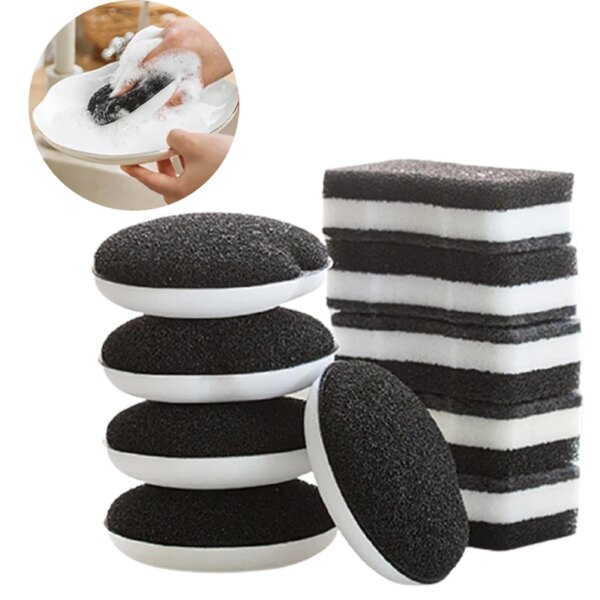 10/5Pcs  Double-Sided Sponge Kitchen Cleaning Sponge Dishwashing Dishes Magic Sponges Kitchen Accessories