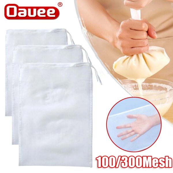 100/200/300 Mesh Soy Milk Nylon Filter Nut Milk Bag Net Yogurt Tea Coffee Oil Food Filter Strainers Mesh Kitchen Strainer Bags