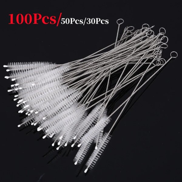 100Pcs Straw Cleaning Brush Kit Straw Tube Pipe Cleaner Nylon Stainless Steel Long Handle Cleaning Brushes for Straws