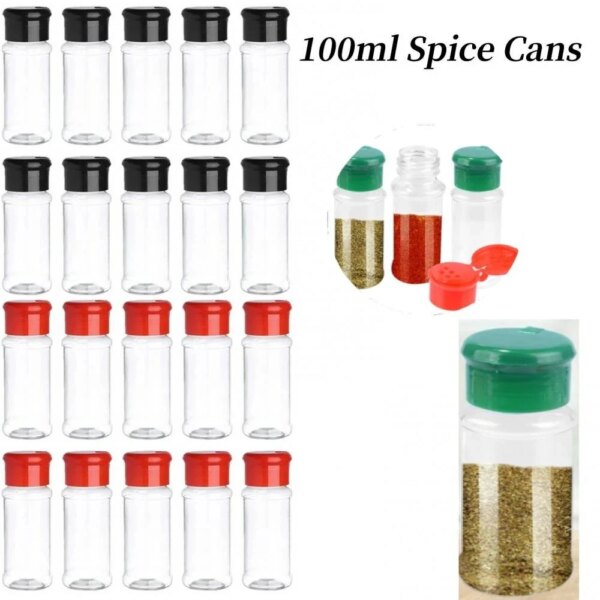 100ml Clear Spices Bottle Salt Pepper Shakers Plastic Barbecue Seasoning Jars Condiment Box Kitchen Gadgets Powder Storage Can