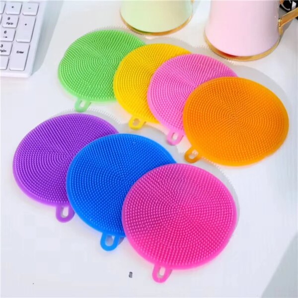 10Pcs Multifunctional Silicone Dishwashing Brush Food Grade Pure Decontamination Non-stick Oil Brush Wash Fruits Color Random