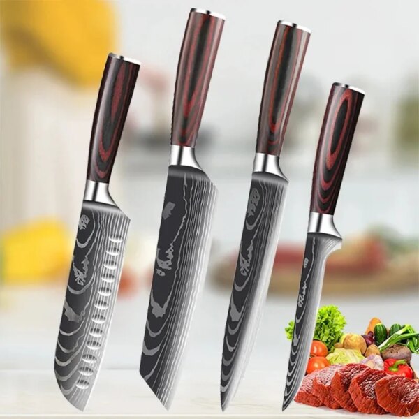 Professional Japanese Chef Knife Set High Carbon Stainless Steel Santoku Fish Boning Knife Butcher Meat Cleaver Kitchen Knvies