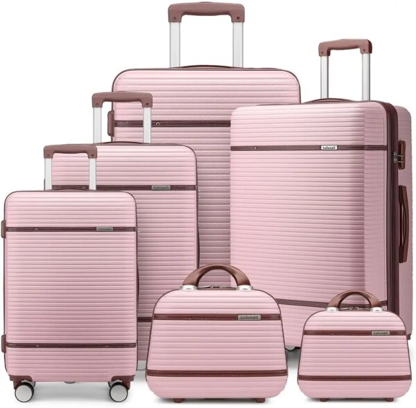 Lulusail Luggage Sets 6 Piece with two Cosmetic Case, Expandable(Only 28 & 24\