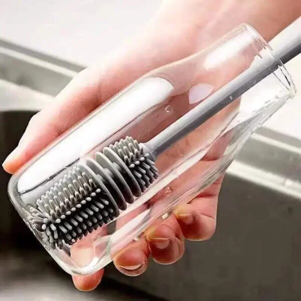 Silicone Cup Brush Milk Bottle Cleaning Brush Long Handle Water Bottles Cleaner Glass Cup Cleaning Brush Kitchen Cleaning Tools