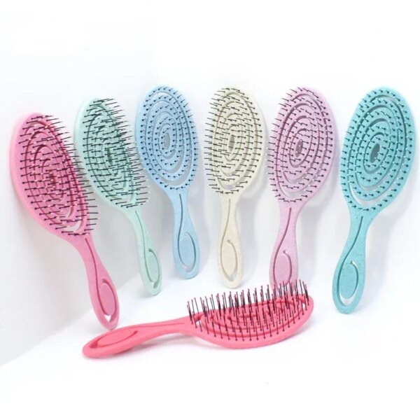 Relaxing Elastic Massage Comb Portable Hollow Hair Combs Scalp Massage Brush Salon Styling Tools Solid Color Circular Hair Brush