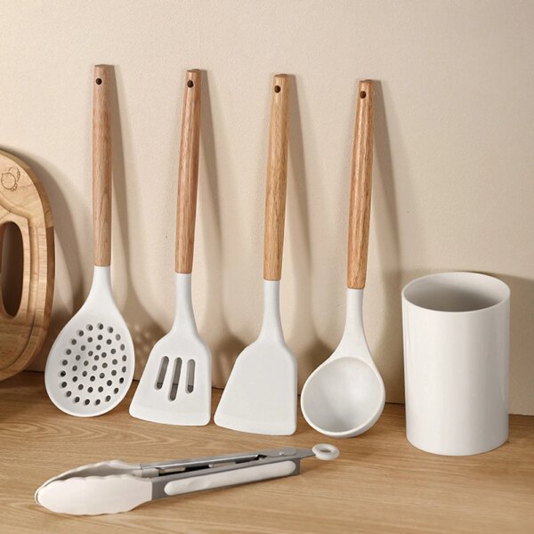 Heat Resistant Silicone Kitchenware Cooking Utensils Set Kitchen Non-Stick Cooking Utensils Baking Tools With Storage Box Tools