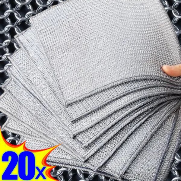 20/1pcs Magic Cleaning Cloth Thickened Double -sided Metal Steel Wire Rags Kitchen Dish Pot Washdishing Cloths Towel Clean Tools