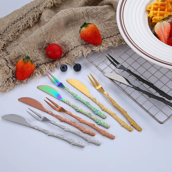 1PC Mid-Autumn Moon Cake Knife Fork Dessert  Fruit  Kitchen Tools Tableware Stainless Steel   Vintage Set