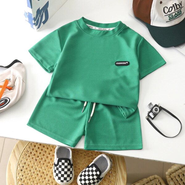 2-8 Years Summer Boys Clothing Set 6 Color Comfortable Style T-shirt + Pants 2Pcs Suit For Kids Children Birthday Present