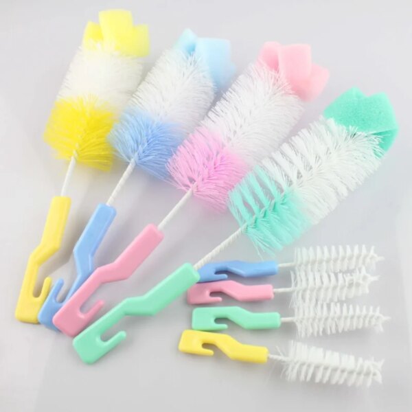 2 pieces/set of baby nipple milk bottle cup 360 degree sponge cleaner + nipple brush washing brush for cups  bottle brush