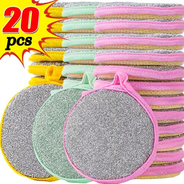 20/1pcs Double Side Dishwashing Sponge Pan Pot Dishes Washing Brush Absorbent Scouring Pad Magic Sponges Kitchen Cleaning Rags