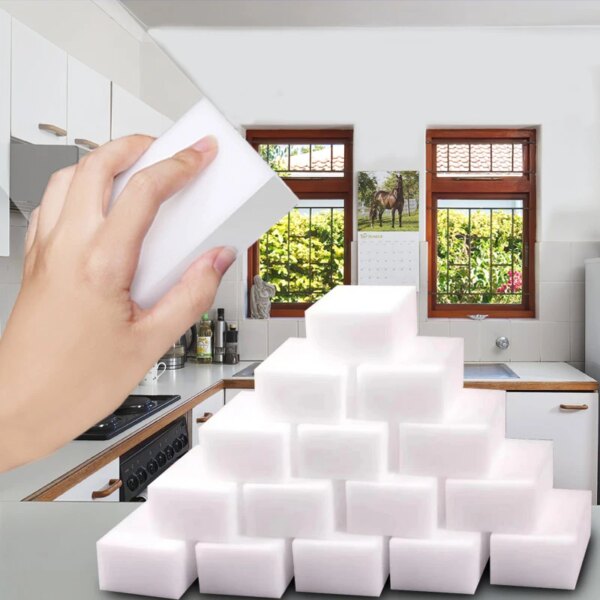 20/30/50/100pcs Nano Cleaning Sponge Melamine Magic White Eraser Housework Dishwashing Stain Scrubbing Brush Kitchen Accessories