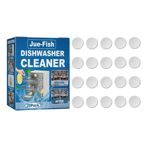 20 Pack Dishwasher Deep Cleaning Deodorizer Tablets In-Wash Dishwasher Cleaner To Removes Limescale Build Up Detergent Powerbal