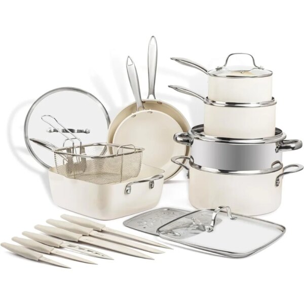 20 Pc Pots and Pans Set Non Stick Cookware Set, Pot  Pan  Kitchen  Sets