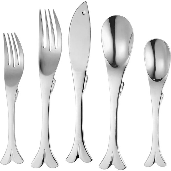 20-Piece Fish Shaped Flatware Set, 18/8 Stainless Steel Silverware Cutlery  Service for 4