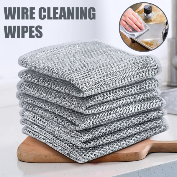 20cm Steel Wire Dishcloths Non -stick Oil Iron Dishrag Reusable Wipes Kitchen Pan Pot Dishes Cloths Napery Dishcloth Rags