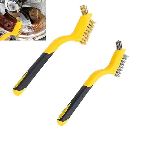 2pcs 7 Inches Stainless Steel Brush Brass Cleaning Brush Polishing Rust Remover Metal Wire Burring Cleaning Tool