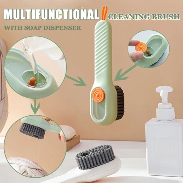 2pcs Shoe Brush Automatic Liquid Discharge Deep Cleaning Soft Bristles Household Laundry Cleaning Brush for Daily Use