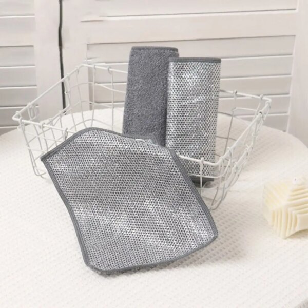 3/10 PCS Steel Wire Washing Cloth Scrubber Scouring Pads Non-Scratch Steel Wire Dish Cleaning Towels Kitchen Dishwashing Cloth