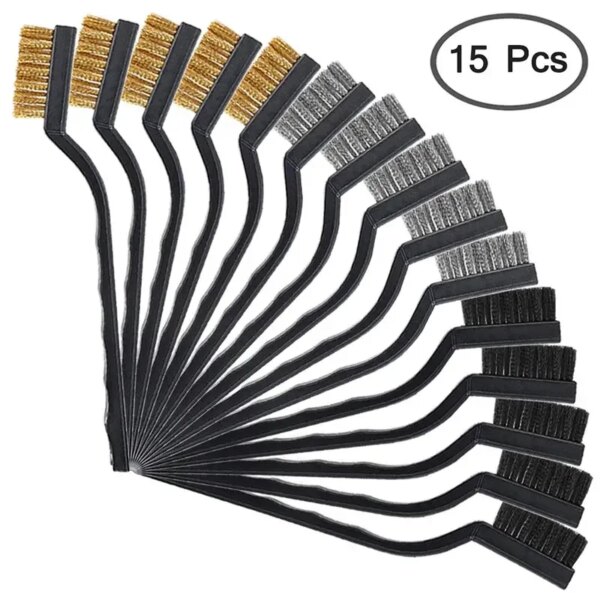 3/15pcs Wire Brush Set Curved Handle Brush Set For Cleaning Welding Slag And Rust Removal Industrial Scrubbing Brush