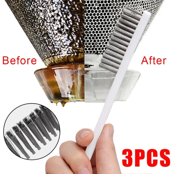 3/1PCS Kitchen Hood Gas Stove Cleaning Brush Metal Wire Head Powerful Decontamination Brush Enduring Long Handle Cleaning Tools