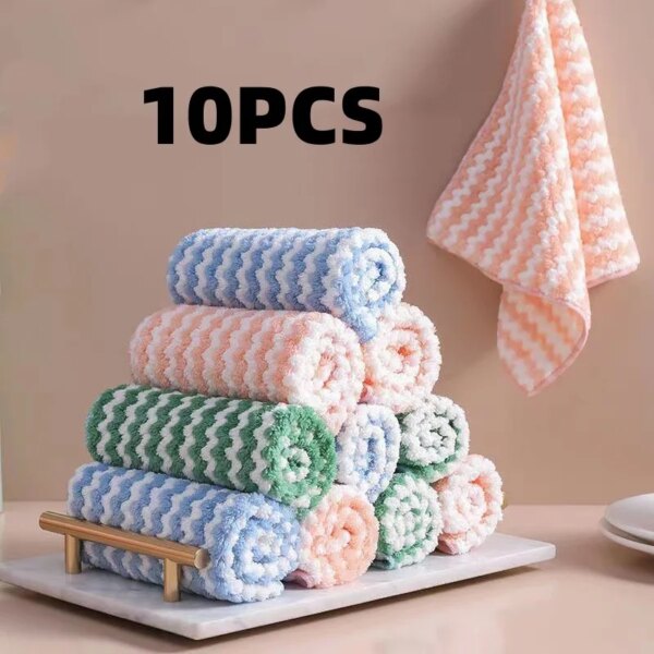 3/5/10Pcs Kitchen Anti-Grease Wiping Rags  Kitchen towel Microfiber Wipe Household Cleaning Products Multifunctional Cleaning