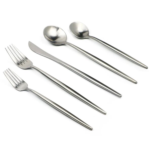 30-Pieces Silver Stainless Steel Cutlery Set Matte Dinner Knife Table Fork Teaspoon Tableware Dinnerware Set Servic for 6