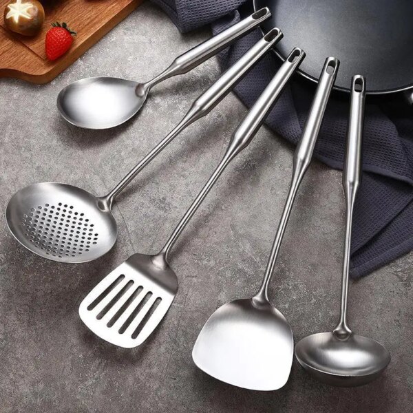 304 stainless steel kitchen utensils 6-piece set soup spoon spatula large colander rice laddle kitchen cooking tools