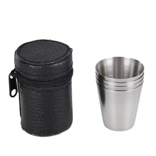 30ml Stainless Steel Cups Mini Set Glasses For Whisky Wine With Case Outdoor Practical wine glass Portable Travel Drinkware