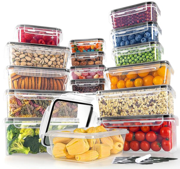 32 Pcs Food Storage Containers Set with Upgraded Snap Locking Lids (16 Lids + 16 Containers) - Airtight Plastic Containers