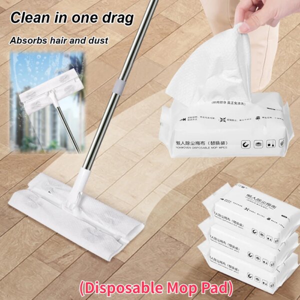 360 Degree Rotation Cleaning Mop Sweeper with Disposable Mop Pad Floor Cleaner Mop for Hardwood Laminate Tile Floor Cleaning