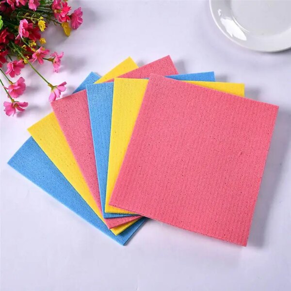 4 Pcs Dishcloth Solid Color Cellulose Sponge Oil-Free Reusable Cleaning Cloth Home Washing Dish Washing Towel For Dish Cookware