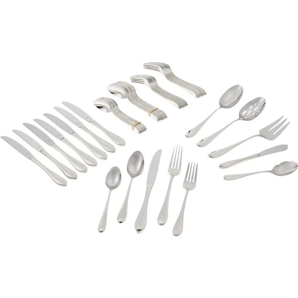 45-Piece Flatware Set, 6.30 LB, Metallic