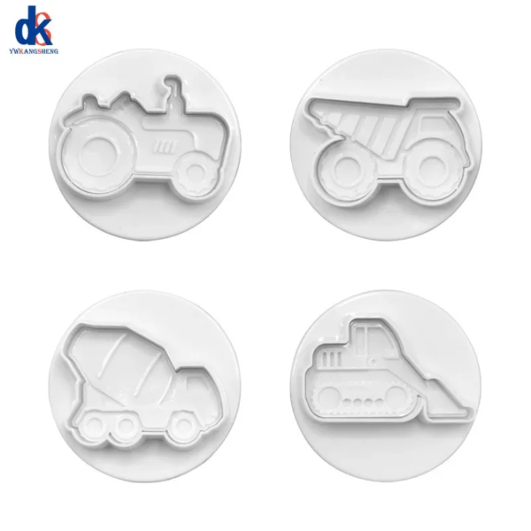 4pcs Construction Transport Vehicle Cookie Cutters 3D Pressing Cake Tools Set Biscuit Fondant Mould Baking Sugarcraft Mold