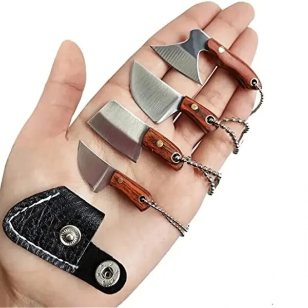 4pcs/Set Stainless Steel Pocket Knife Kitchen Mini Cleaver EDC Keychain Portable Unboxing Knife Fishing Cutting Knife