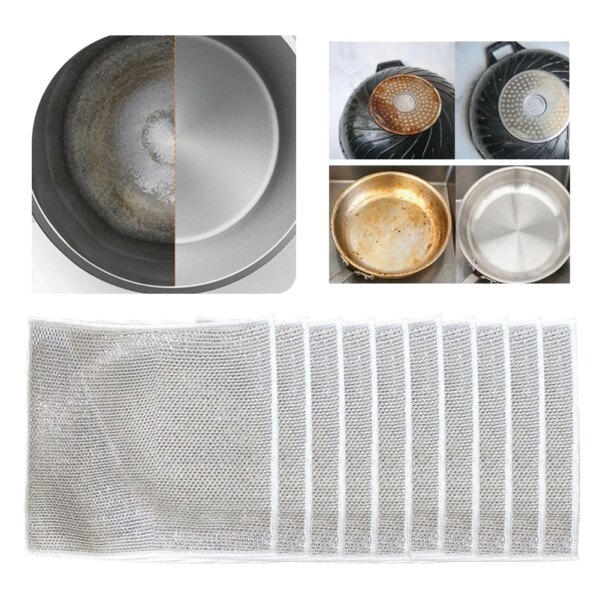 5/10/20Pcs Steel Wire Dish Towel Multifunctional Non-Scratch Wire Dishcloth Dish Cleaning Cloth Wet and Dry for Home Kitchen