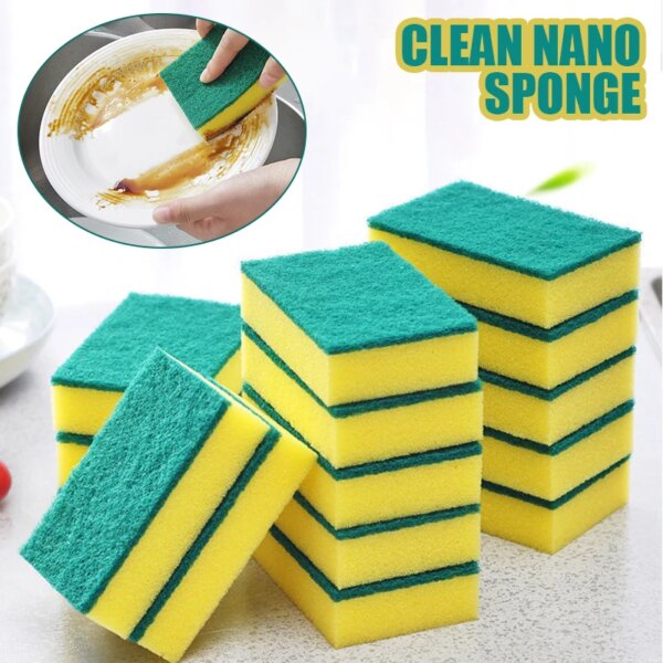 5/10/20pcs Double-Sided Cleaning Sponge Reusable Dishwashing Cleaning Wipe Household Scouring Pad Sponge Set Kitchen Accessories