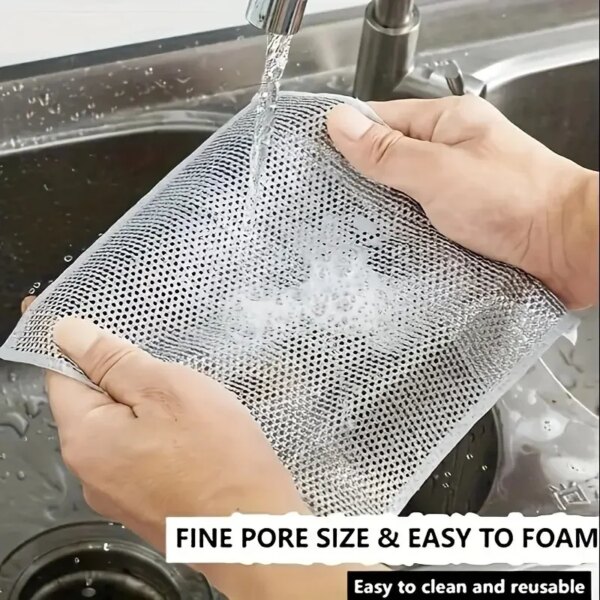 5/10pcs Magic Cleaning Cloth Thickened Single -sided Metal Steel Wire Rags Kitchen Dish Pot Washdishing Cloths Towel Clean Tools