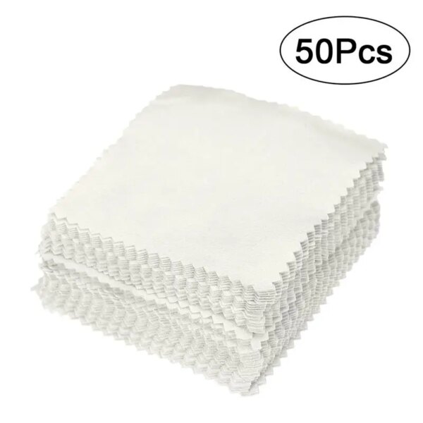 50pcs 8cm Jewelry Cleaning Cloth Polishing Cloth For Sterling Silver Gold Platinum Jewelry Wiping Cloth Polishing Cleaning Cloth