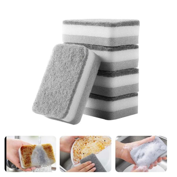 5PCS Strong Magic Sponge Cleaning Brush Dish Bowl Washing Sponge Kitchen Clean