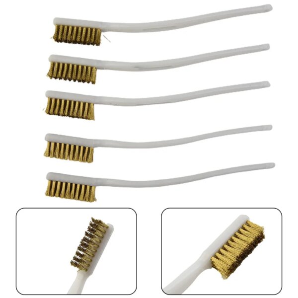 5pcs 175mm Brass Wire Brush Mini Paint Rust Remover Steel Brushes Industrial Metal Polishing Burring Cleaning Brush Hand Tools