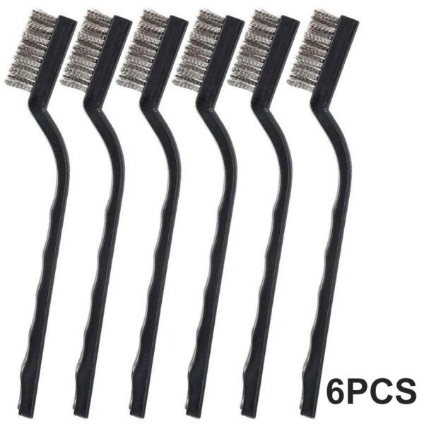 6pcs Small Wire Brushes Cleaning Brushes For Mechanical Parts Derusting Remove Paint Accessories 17x1cm Stainless Steel Wire